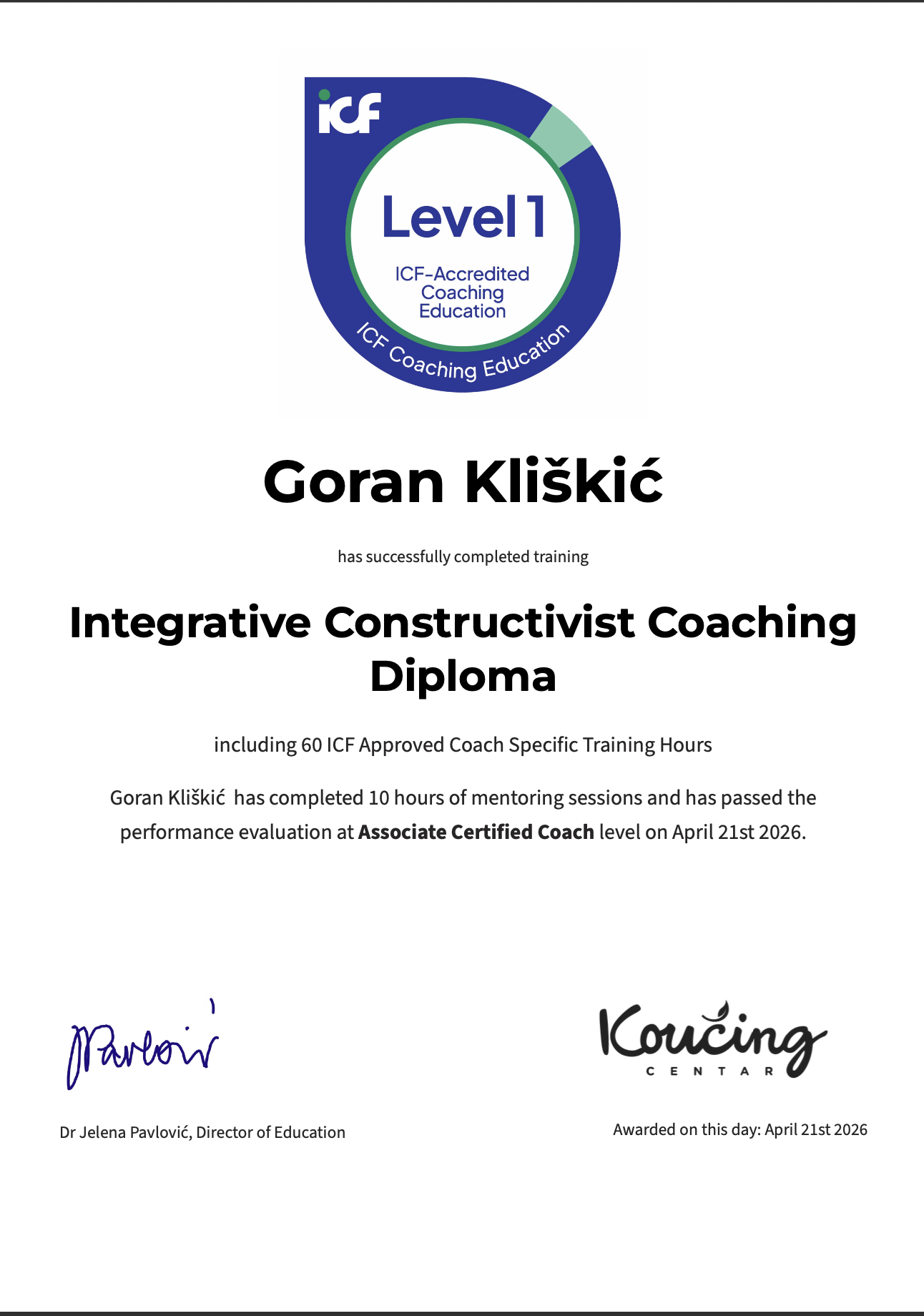 ICF Coaching Education - Integrative Constructivist Coaching Diploma